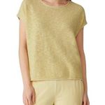 Eileen Fisher Organic Linen Cotton Knit Slub Square Top L Yellow Classic Resort Photo 0