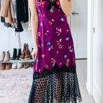 Rebecca Taylor Purple Floral Lace Midi Dress Photo 3