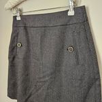 Loft Mini Skirt Business Casual Buttons Gray Neutral Staple Classic Petite Photo 1