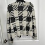 August Silk  Buffalo Plaid Black and White Open Front Cardigan Size Medium Photo 3