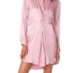 Bobi  Black Los Angeles knotted satin shirt dress in quartz size M Photo 0