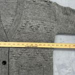 Sweater Cardigan Mixed Pattern Knit Womens Medium Gray Boho Lagen Pouch Pockets Photo 9