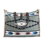 NWT Boutique Boho Cloud Arrow Weekender Canvas and Leather Bag Blue Photo 1