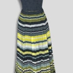 Free People  Poly Organza Maxi Dress Fit & Flare Striped Pleated Multicolor sz M Photo 0