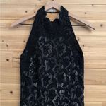 Vintage Stenay Size Small Beaded High Halter Scalloped Neckline Fancy Prom Gown Black Photo 4