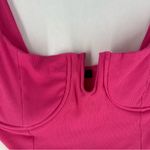 Lulus  Vibrant Pink Stretch‎ Ribbed Sleeveless Wired Bra Thong Bodysuit NWT XL Photo 1