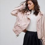 Free People  Oversized Rose Moto Denim Jacket Photo 1