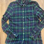 Gap  Boyfriend Shirt Women Button up Flannel in Blue & Green Tartan Plaid Size M Photo 4