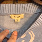 Debut  womens cropped smiley face crewneck sweater blue XS Photo 2