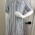 Dreamers Heroes & Blue/White/Taupe Stripe Linen Blend Shirt Dress Sz M. #239 Photo 0