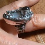 Shungite Multi Gemstone Mother of Pearl Sterling Silver Cocktail Ring (Size 7) Photo 9