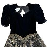 Scott McClintock Vintage Black Velvet & Gold Lace Party Dress Size 8 Photo 4