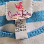 Quacker Factory  Retro Blue & White Stripe Cherry Sleeveless Sweater Size Medium Photo 5