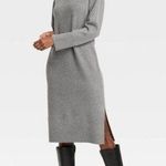 A New Day  Midi Gray Sweater Dress Side Slit High Neck Long Sleeve XS NWT Photo 0