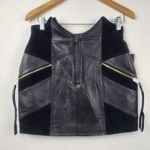 Retrofete Fae Patchwork Skirt Black Lamb Leather Goat Suede Size Medium NWT Photo 3
