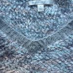 LC Lauren Conrad Lauren Conrad M Gray Knit V-Neck Long Sleeve Sweater Fuzzy Metallic Soft Cozy Photo 7