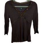 Calvin Klein Jeans NWT  Brown Beaded Y2K Top Photo 0