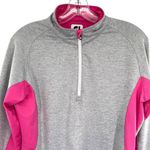 FootJoy  Womens Gray Pink Quarter Zip Pullover Sweater Long Sleeve Athletic Top Photo 2