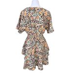 ZARA AOP Ikat Print Tiered Elastic Waist Dress Tan Green Tribal MEDIUM Boho Chic Photo 3
