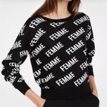 EXPRESS Black & White Cotton Sweater Femme Spellout, Sz S Photo 0