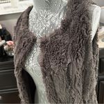 Melody Faux Fur Vest Gray Soft Plush Cozy Layering | Adjustable Waist Size Small Brown Photo 2