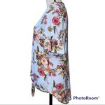 Acting Pro  medium blouse hi low tie front short sleeve blue floral print soft Photo 1