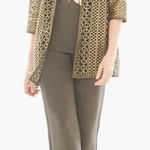 Chico's Travelers Cardigan, Sleeveless Top, Pants Size 3 - Green - 3 Piece Set Photo 0