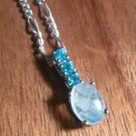 Opal and Aquamarine Sterling Silver Pendant Necklace Photo 0