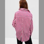 Gap  100% Organic Cotton Button-Back Big Shirt Pink and White Medium Tall Photo 1