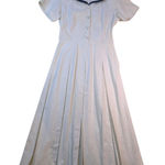 Laura Ashley Vintage Sailor Dress – Cream Linen Cotton Pleated Midi UK10 US6 Photo 0