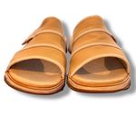 Clarks  Canvas Tan And White Hook And Loop Stripe Slide Women's Size 9M Slip On Photo 3