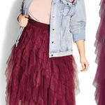 City Chic Wild Pixy Skirt Purple Pink Tulle Ruffle Midi Stretch Plus Size 22 Photo 0