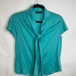 Valerie Stevens  Teal Blue Green Tie Neck Blouse Sz Medium Photo 0
