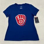 Fanatics Milwaukee Brewers MLB Baseball  Royal Blue Team V-Neck T-Shirt Women’s M Photo 0