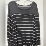Hazel Women's Size XL Charcoal Grey Striped Waffle Knit Lightweight Sweater Top Gray Photo 1
