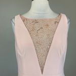 Adrianna Papell  Pink Crepe and Lace Evening Gown Size 10 Thigh Slit Formal Dress Photo 4