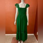 Unbranded Boho Lace Sleeveless Square Neck Ruffle Maxi Dress with Pockets size L Green Size L Photo 1