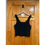 Quince Black Ribbed Knit Tank Top Sleeveless Minimalist Stretch Size L Photo 3