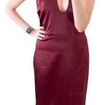 Jason Wu NWT Satin Halter Neck Slip Midi Sheath Dress Burgundy Medium Photo 0