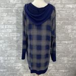 Maurice's Blue and Gray Plaid Hooded Cardigan Photo 3