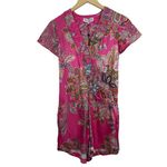 Hale Bob  Pink SIlk Floral Paisley Ruffle Double Breasted Romper‎ Size XS NWT Photo 2