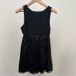 Alice + Olivia  Black Sequin Checkered Sleeveless Party Dress Size Small Babydoll Photo 8