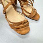 Lulus Tan Faux Leather Ankle Lace Up Chunky Heels Womens 7 Dressy Shoes Classic Photo 1