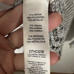 Chico's NEW Shine Open Stitch Theodora Pullover Sweater Size 3/XL Silver Metallic Photo 4