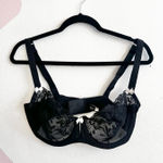 Felina  Sheer Lace Bra 38DD Underwire Floral Embroidered Mesh Lingerie Black Photo 0