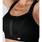 Shefit Lounge Sports Bra Size 6 Luxe Black Zip Front Close High Impact Workout Photo 1