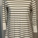 Gap Body White/Biege Striped 3/4 Sleeve 100% Cotton Tee, Medium Tan Photo 0