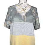 First Love (M) Camouflage Striped Colorblock Cross Front Short Sleeve Tee Photo 6
