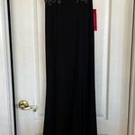 Blondie Nites Prom Formal Black off the shoulder rhinestone Womens gown size 1 Long Photo 0
