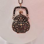 Filagree purse locket pendant necklace Photo 1